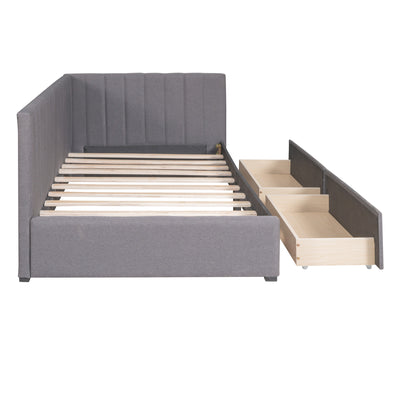 Upholstered Sofa Bed With 2 Storage Drawers