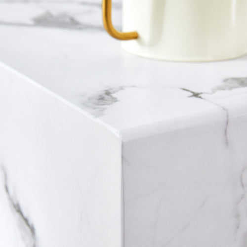 47.2x23.6Black And White Minimalist MDF Marble-Patterned Coffee Table.White Marble Pattern Sticker,Black Metal Leg Spray Coating,MDF Coffee Table.Showcasing A Modern And Simple Style.