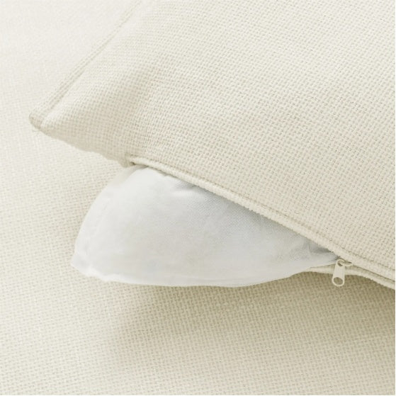 Convertible Sectional Sofa Couch With Ottoman, Cloud Couch 4 Seat L Shaped Sofa With Padded Armrests And Ottoman .Cloud Sofa For Living Room, Apartment And Office, Beige Beige White