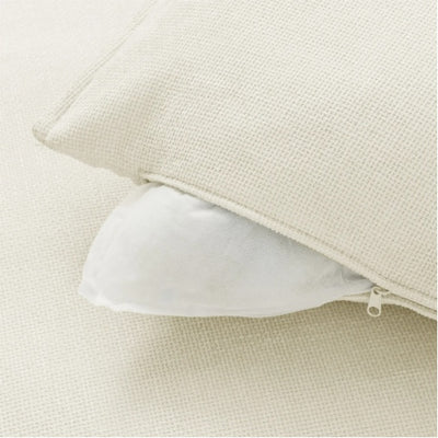 Convertible Sectional Sofa Couch With Ottoman, Cloud Couch 4 Seat L Shaped Sofa With Padded Armrests And Ottoman .Cloud Sofa For Living Room, Apartment And Office, Beige Beige White