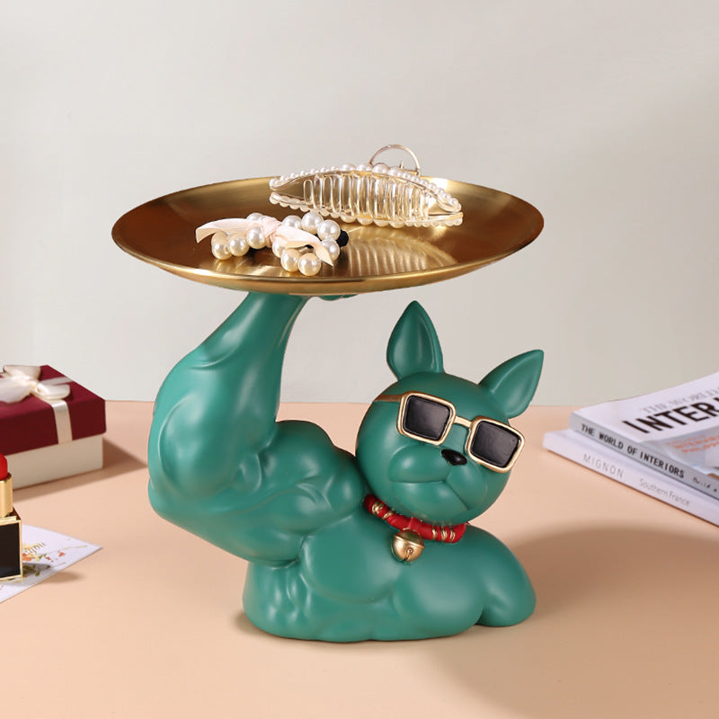 French Fighting Dog Robbing Cat Unicorn Arm Tray