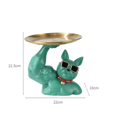 French Fighting Dog Robbing Cat Unicorn Arm Tray