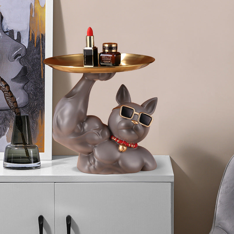 French Fighting Dog Robbing Cat Unicorn Arm Tray