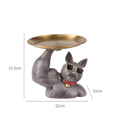French Fighting Dog Robbing Cat Unicorn Arm Tray