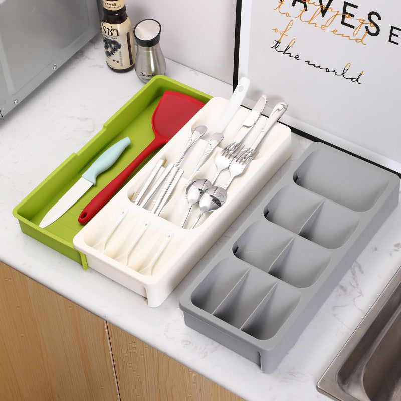 Organizer Retractable Tableware Storage Box Drawer Rack