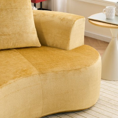 Moon Shaped Sofa, Modern Sleeper Cat Waist Sofa With Deep Seat, Non Assembly Sponge Compression Sofa