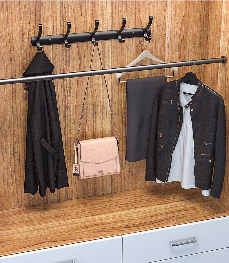 Hooks Aluminum Coat Clothes Door 4-6 Holder Rack Key Hooks Wall Mounted Hanger