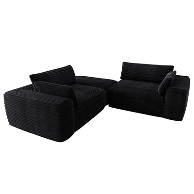 Cloud Sectional Couch With L-Shape Chaise,Modern Modular Sofa With Deep Seat, Upholstered Couches For Living Room Bedroom,No Assembly Required, Black