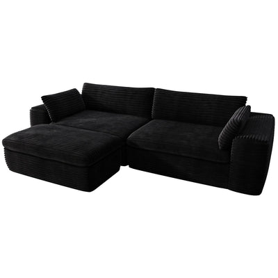 Cloud Sectional Couch With L-Shape Chaise,Modern Modular Sofa With Deep Seat, Upholstered Couches For Living Room Bedroom,No Assembly Required, Black