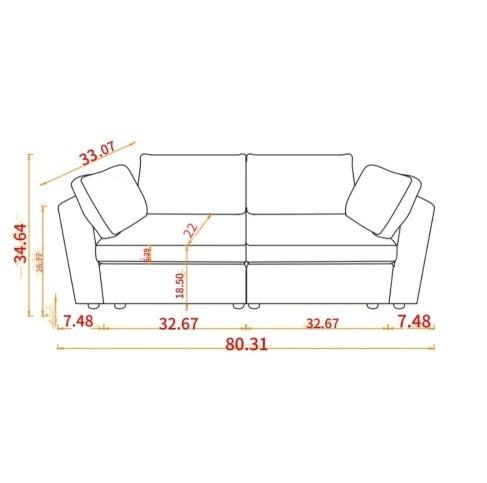 Modular Sofa Whiten Chenille Fabric, Simple And Grand, The Seat And Back Is Very Soft. This Is Also A KNOCK DOWN Sofa