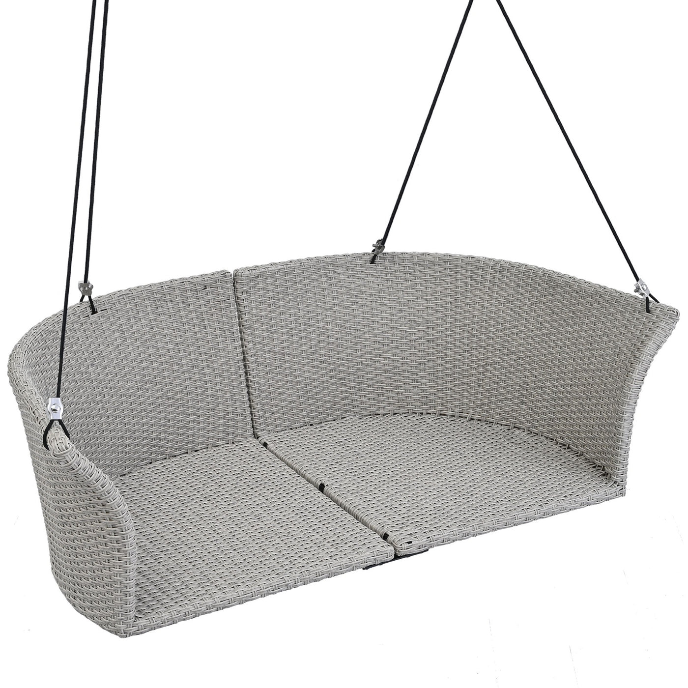 GO 51.9 2-Person Hanging Seat, Rattan Woven Swing Chair, Porch Swing With Ropes, Gray Wicker And C