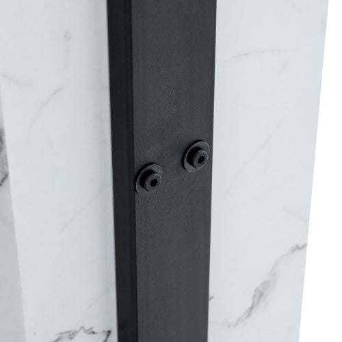 47.2x23.6Black And White Minimalist MDF Marble-Patterned Coffee Table.White Marble Pattern Sticker,Black Metal Leg Spray Coating,MDF Coffee Table.Showcasing A Modern And Simple Style.