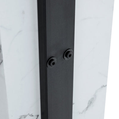 47.2x23.6Black And White Minimalist MDF Marble-Patterned Coffee Table.White Marble Pattern Sticker,Black Metal Leg Spray Coating,MDF Coffee Table.Showcasing A Modern And Simple Style.