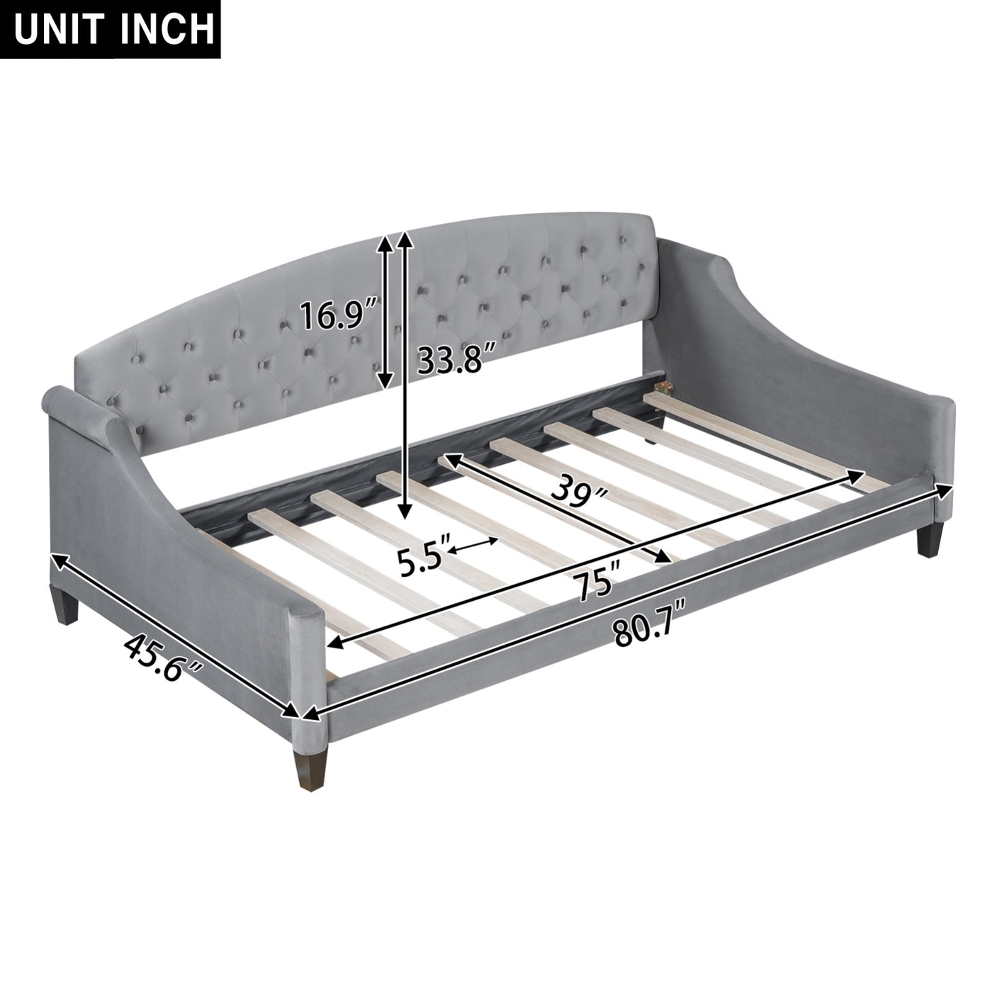 Modern Luxury Tufted Button Daybed,Twin,Gray Expected Arrival Time 12.28