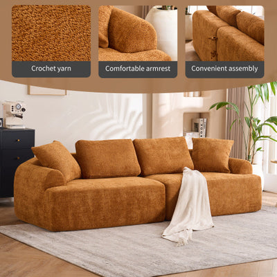 LY-024OR COMPRESSION SOFA4-seater Combined Sofa, Crochet Yarn Fabric, Full Sponge Compression Sofa,combined Sofa With 4 Pillows For Home Living  Home Furniture  Apartment  Office House