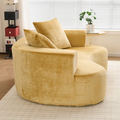 Moon Shaped Sofa, Modern Sleeper Cat Waist Sofa With Deep Seat, Non Assembly Sponge Compression Sofa