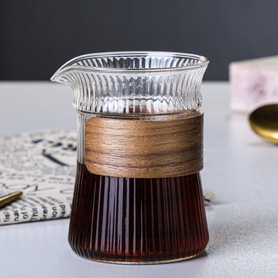 Vertical Grain Cup With Heat Insulation Wooden Ring Tea Pot
