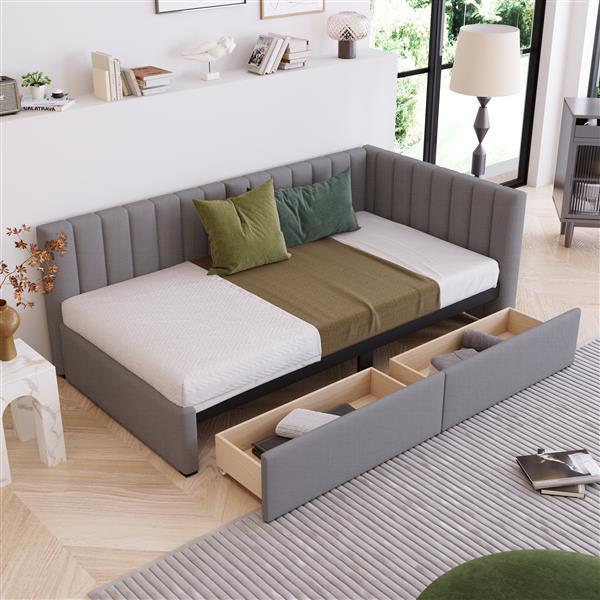 Upholstered Sofa Bed With 2 Storage Drawers
