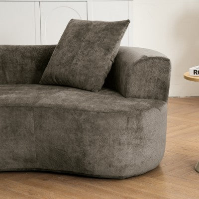 Moon Shaped Sofa, Modern Sleeper Cat Waist Sofa With Deep Seat, Non Assembly Sponge Compression Sofa