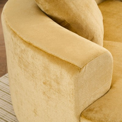 Moon Shaped Sofa, Modern Sleeper Cat Waist Sofa With Deep Seat, Non Assembly Sponge Compression Sofa