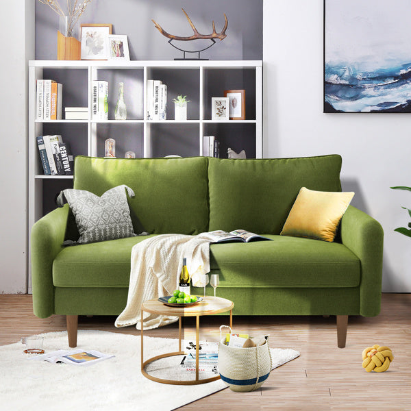 56.3-inch Velvet Round Arm Apartment Double Sofa