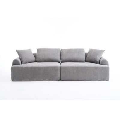 LY-024GY COMPRESSION SOFA  4-seater Combined Sofa, Crochet Yarn Fabric, Full Sponge Compression Sofa,combined Sofa With 4 Pillows For Home Living  Home Furniture  Apartment  Office  House