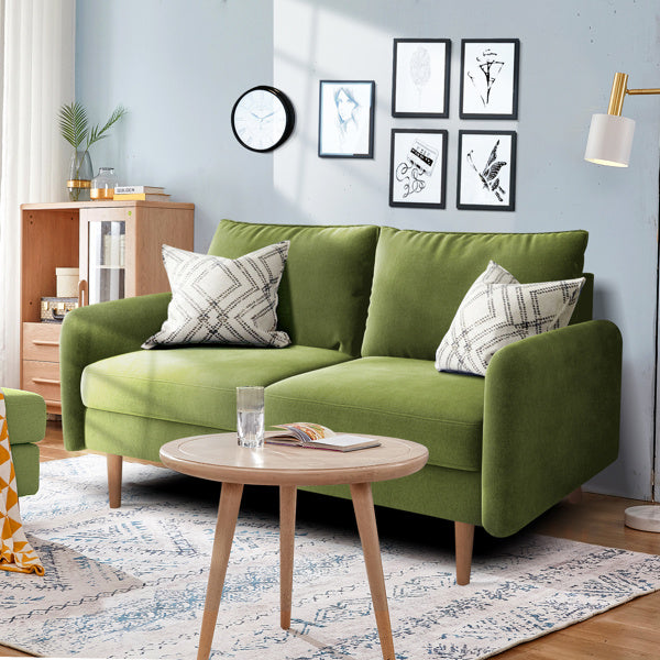 56.3-inch Velvet Round Arm Apartment Double Sofa