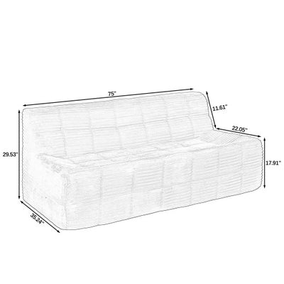 Sofa, Full Sponge Compression Corduroy 3 Seat Sofa, Modern Minimalist Style Corduroy Sofa, Comfortable Compression Sofa, Space Efficient Design   Beige