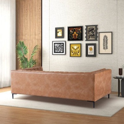 Angelina Cognac PU Leather Sofa 84
