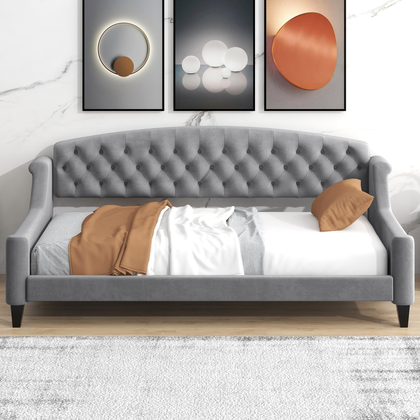 Modern Luxury Tufted Button Daybed,Twin,Gray Expected Arrival Time 12.28