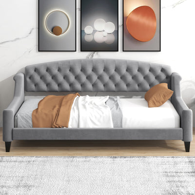 Modern Luxury Tufted Button Daybed,Twin,Gray Expected Arrival Time 12.28
