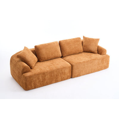 LY-024OR COMPRESSION SOFA4-seater Combined Sofa, Crochet Yarn Fabric, Full Sponge Compression Sofa,combined Sofa With 4 Pillows For Home Living  Home Furniture  Apartment  Office House