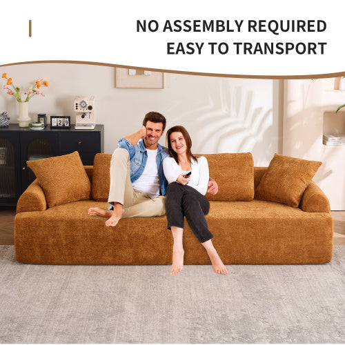 LY-024OR COMPRESSION SOFA4-seater Combined Sofa, Crochet Yarn Fabric, Full Sponge Compression Sofa,combined Sofa With 4 Pillows For Home Living  Home Furniture  Apartment  Office House