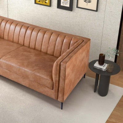 Angelina Cognac PU Leather Sofa 84