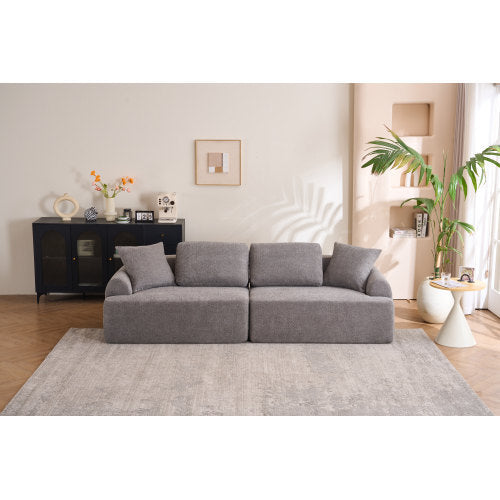 LY-024GY COMPRESSION SOFA  4-seater Combined Sofa, Crochet Yarn Fabric, Full Sponge Compression Sofa,combined Sofa With 4 Pillows For Home Living  Home Furniture  Apartment  Office  House