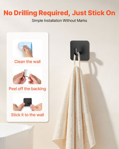 Adhesive Hooks Self-Adhesive Towel Coat Hooks 4 Pack Sticky Wall Hanger