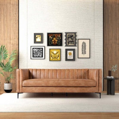 Angelina Cognac PU Leather Sofa 84