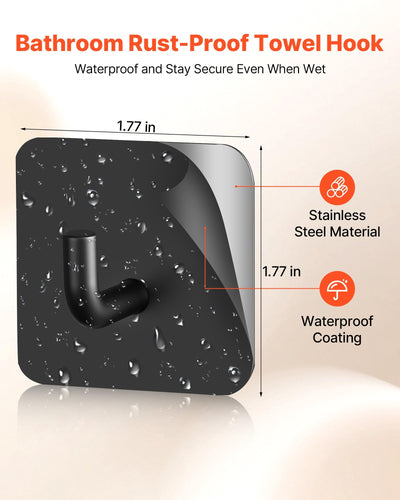 Adhesive Hooks Self-Adhesive Towel Coat Hooks 4 Pack Sticky Wall Hanger