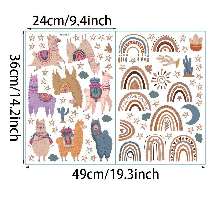 Home Fashion Boho Rainbow Alpaca Sticker