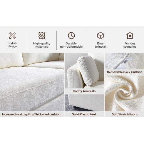 Modular Sofa Whiten Chenille Fabric, Simple And Grand, The Seat And Back Is Very Soft. This Is Also A KNOCK DOWN Sofa