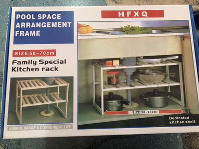 Extendible Kitchen Rack Under Sink Storage Rack Shelf Cooker Pot Pan Holder Cabinet Organizer