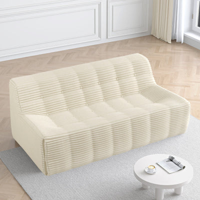 Sofa, Full Sponge Compression Corduroy 3 Seat Sofa, Modern Minimalist Style Corduroy Sofa, Comfortable Compression Sofa, Space Efficient Design   Beige